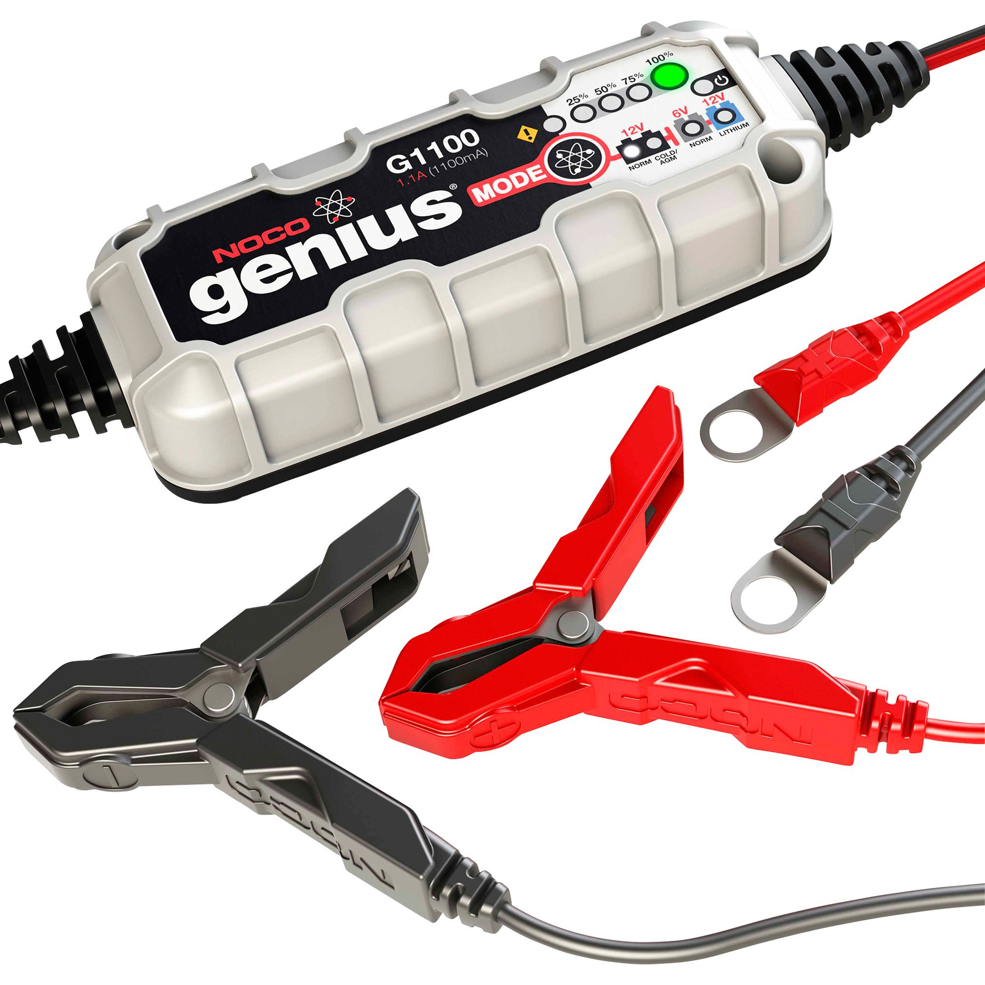 NOCO Genius UltraSafe Battery Charger/Trickle Charger/Desulfator — 6/12 Volt, 1.1 Amp, Model# G1100